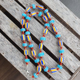 Colorful Chevron and White Heart Venetian Beads Glass Beads Necklace NCC-7
